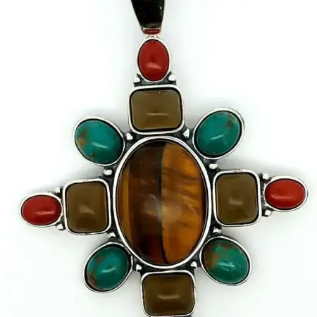 Carolyn Pollack Relios 925 Sterling Silver Multi-Stone Pendant/Enhancer.