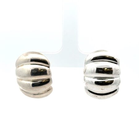 Vintage Thailand 925 Sterling Silver Puffy Pumpkin Clip-On Earrings 8g