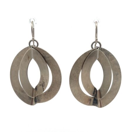 Silpada 925 Sterling Silver Dual Finish Folded Circle Dangle Earrings #W1873