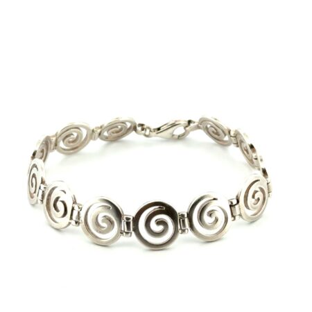 7” x 12.5mm Circle Swirl Link 925 Sterling Silver Bracelet 18.8g