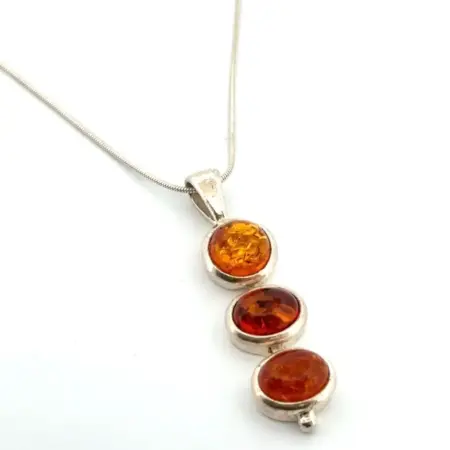 18” Baltic Amber 925 Sterling Silver Pendant Snake Chain Necklace 7.5g