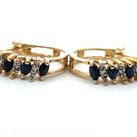 Gold Vermeil .925 Sapphire Huggie Hoop Earrings Ross-Simons 3.1g
