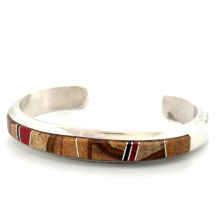 6” x 9mm Wayne Muskett Mixed Jasper, Onyx, & Tiger’s Eye Cuff Bracelet 23.8g
