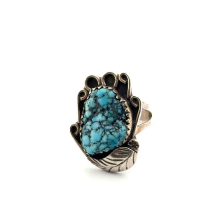 Size: 7.5 - 925 Sterling Silver Navajo Turquoise Ring 6.7g