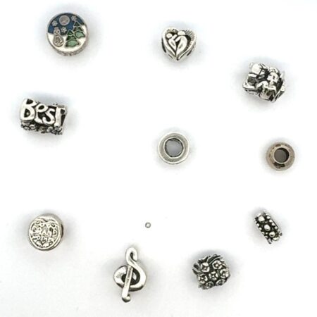 Lot of 10 Sterling Silver Charms (Snake Chain Compatible) Assorted Themes 23.1g