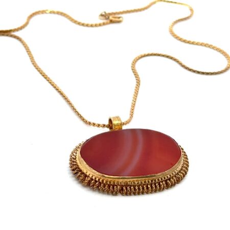 18” 12k Gold Filled Carnelian Pendant Necklace, 13.2g