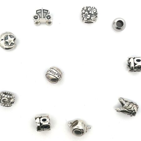 Lot of 10 Sterling Silver Charms (Snake Chain Compatible) Assorted Themes 23.1g