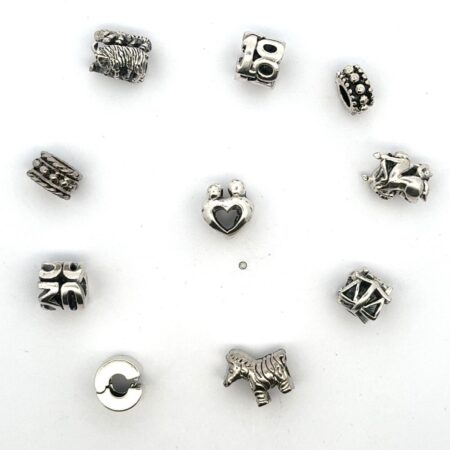 Lot of 10 Sterling Silver Charms (Snake Chain Compatible) Assorted Themes 23.1g