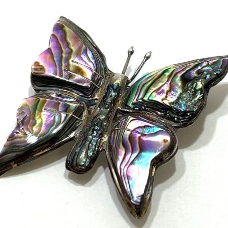 Vintage Mexico Abalone Butterfly Brooch Sterling Silver Pin/Brooch 7.6 Grams