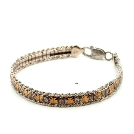 7.5”x8mm 925 Sterling Silver 2 Tone IBB Bracelet, Fits 7” Wrist, 13.8g