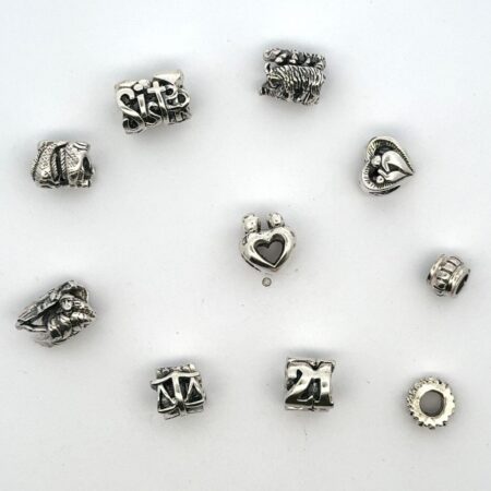 Lot of 10 Sterling Silver Charms (Snake Chain Compatible) Assorted Themes 23.1g