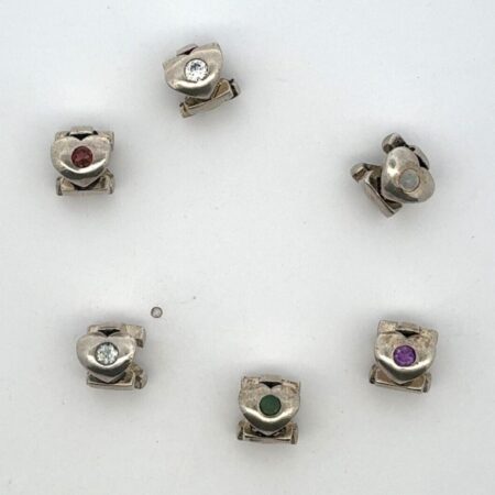 Lot of 6 Sterling Silver Faith, Love, & Charity Charms w/ Assorted Stones 15.9g