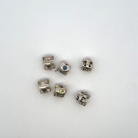 Lot of 6 Sterling Silver Faith, Love, & Charity Charms w/ Assorted Stones 15.9g