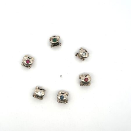 Lot of 6 Sterling Silver Faith, Love, & Charity Charms w/ Assorted Stones 15.5g