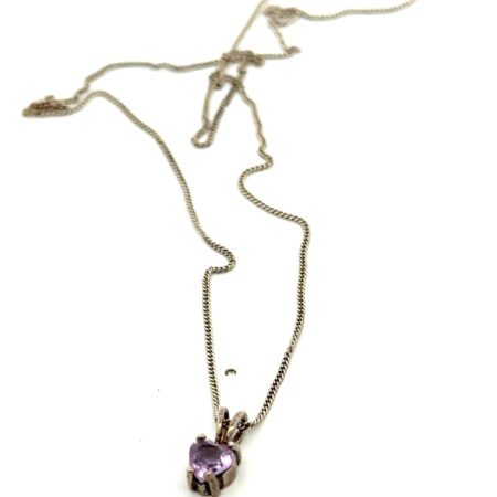 18” .925 Sterling Silver, Amethyst Heart Necklace, 2.3g