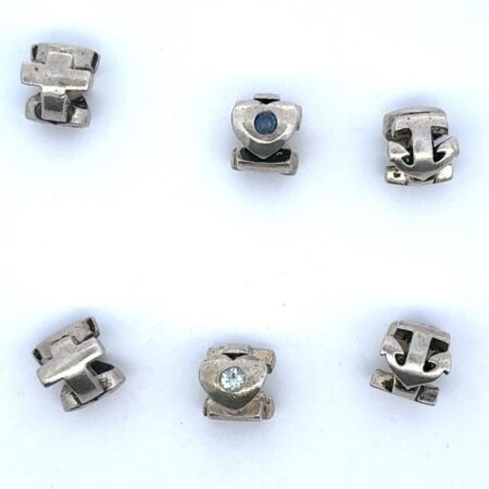 Lot of 6 Sterling Silver Faith, Love, & Charity Charms w/ Assorted Stones 15.5g
