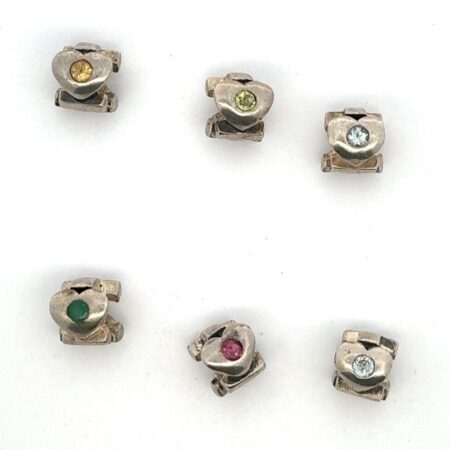 Lot of 6 Sterling Silver Faith, Love, & Charity Charms w/ Assorted Stones 16.0g