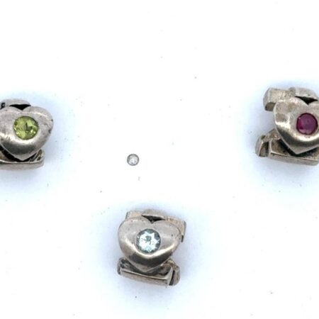 Lot of 3 Sterling Silver Faith, Love, & Charity Charms w/ Assorted Stones 16.0g