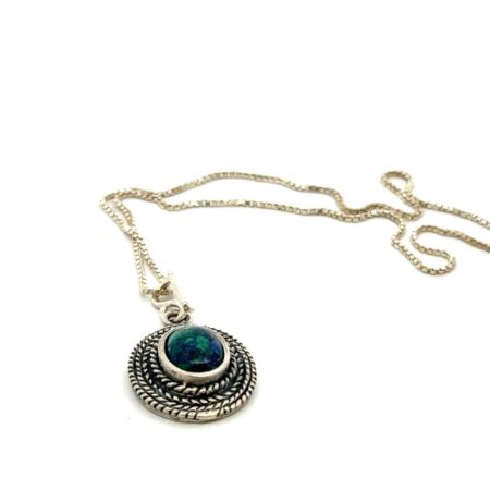 18” .925 Sterling Silver Azurite Malachite Lapis Oval Stone, 6.9g