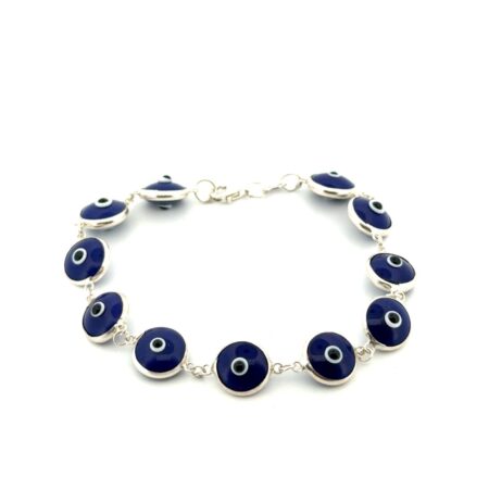7” 925 Sterling Silver Evil Eye Link Bracelet 8.1g