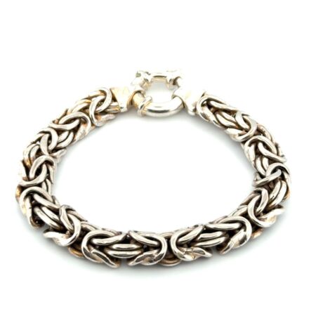 6.75” x 10mm 925 Sterling Silver Heavy Byzantine Bracelet 24g