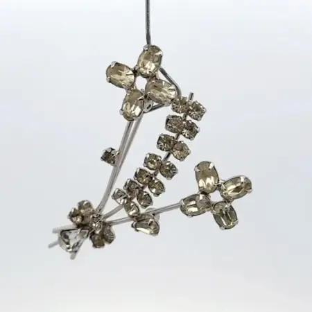 Vintage Sterling Silver Rhinestone Flower Brooch - 5.6 grams