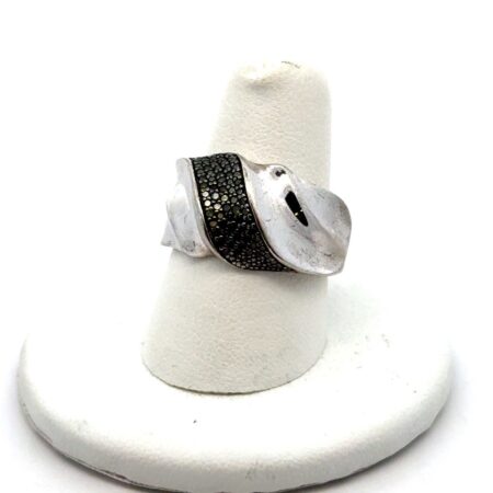 .925 Sterling Silver Green Diamond Ring, S-8, 5.8g