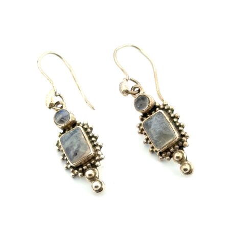 925 Sterling Silver Moonstone Dangle Earrings 5.5g