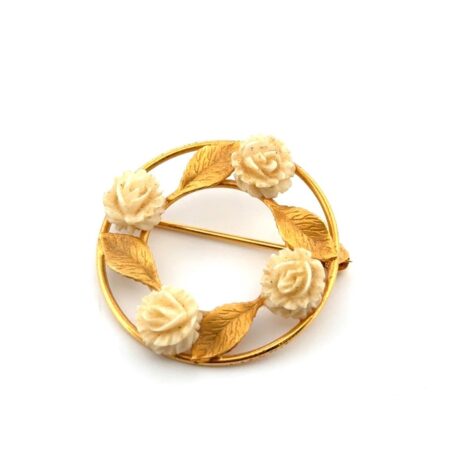Vintage Karen Lane 12k Gold Electroplated Flora Rose Brooch/Pin 3.93g