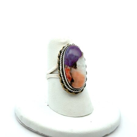 .925 Sterling Silver Purple Turquoise Ring, S-6.5, 5.9g