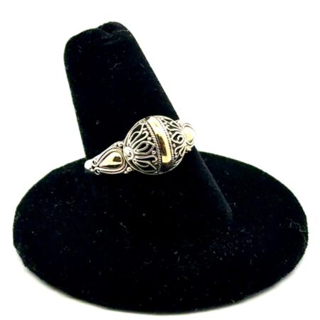 .925 Sterling Silver + 14k Gold Accent Ring, Size - 7.5, 3.2g