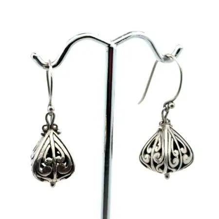 Balinese .925 Sterling Silver Drop Earrings, Signed ATIID, 7.2g