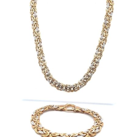 Matching Set - 18” Necklace & 7.5” Bracelet - Flat Byzantine Chain 925 SS 31.1g