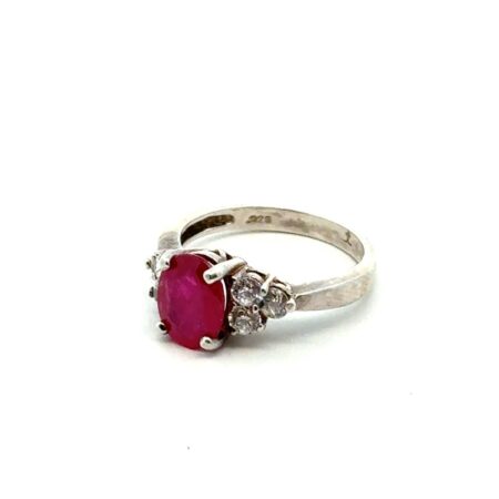 .925 Sterling Silver Ruby, CZ Accent Size - 7.5, 3.4g
