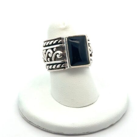 Vintage .925 Sterling Silver Black Onyx Silpada Ring, S-7.5, 15.5g