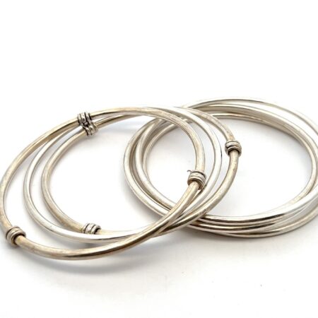 Set of (7) - 8” 925 Sterling Silver Wire Bangle Bracelets 60.3g