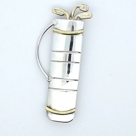 Vintage Sterling Silver 10K Yellow Gold Accent Golf Bag Brooch/Pin 12.5 Grams