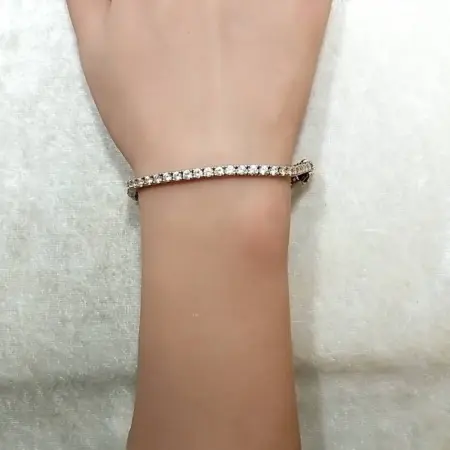 Sterling Silver Gold Vermeil CZ Tennis 7.5" Bracelet 11.4 Grams