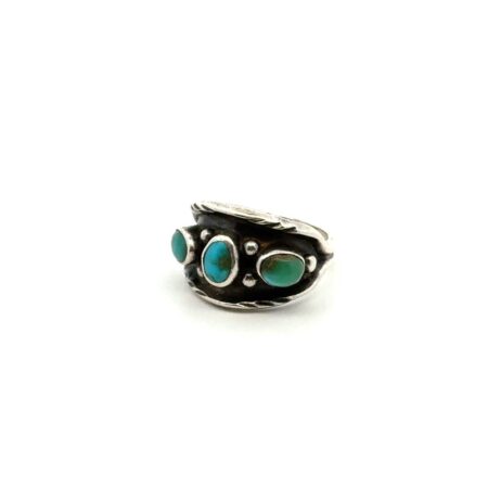 .925 Sterling Silver & Turquoise Louise Platfro Ring, Size - 8, 5.4g
