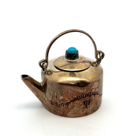 Miniature Wesley Witman Teapot Kettle 925 Sterling Silver Navajo Turquoise 7.9g
