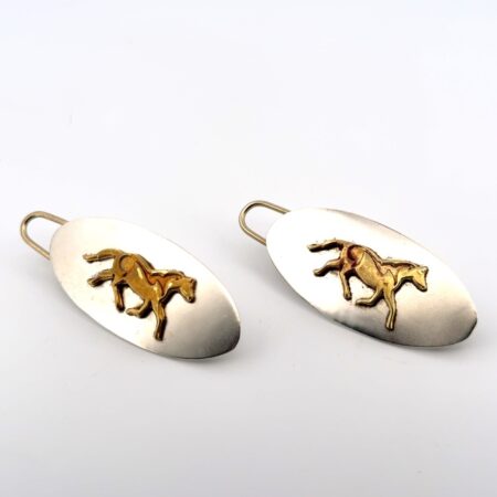 Pair of 925 Sterling Silver Equestrian Hair Barrettes 19.3g Total
