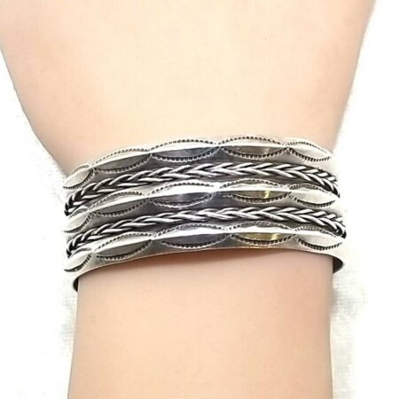 Vintage Navajo Sterling Silver Rope Cable Cuff Bracelet 42.7 Grams - 6.5" Wrist