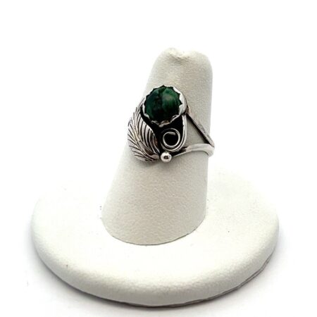 Navajo Native American 925 Sterling Silver Green Malachite Ring Size: 6.5