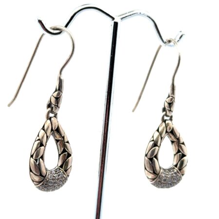 Vtg. ATI ID 925 Sterling Silver CZ Dangle Earrings Annika Witt, 6.8g
