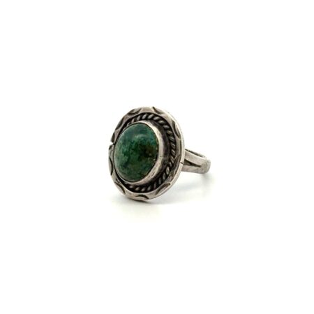 .925 Sterling Silver Green Turquoise Ring, Size - 5.5, Southwestern, 5.8g