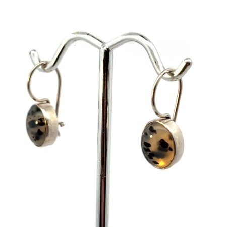 .925 Sterling Silver Montana Agate Earrings 2.5g