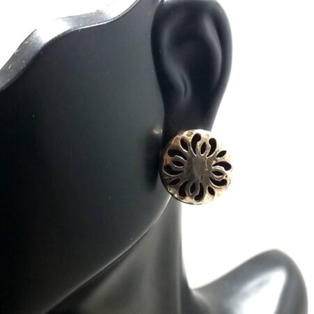 Sterling Silver Hollow Perforated Stud Earrings 4.4 Grams