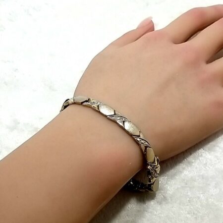 Sterling Silver Hugs & Kisses Bracelet Signed FAS 925 Gold Vermeil 7.5"