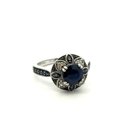 BBJ .925 Sterling Silver, Sapphire & White Topaz, Ring, S-6, 4.0g