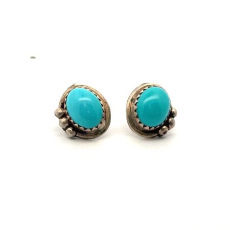 Vtg. Zuni Sensa Eustace Sleeping Beauty Turquoise Earrings, 2.7g